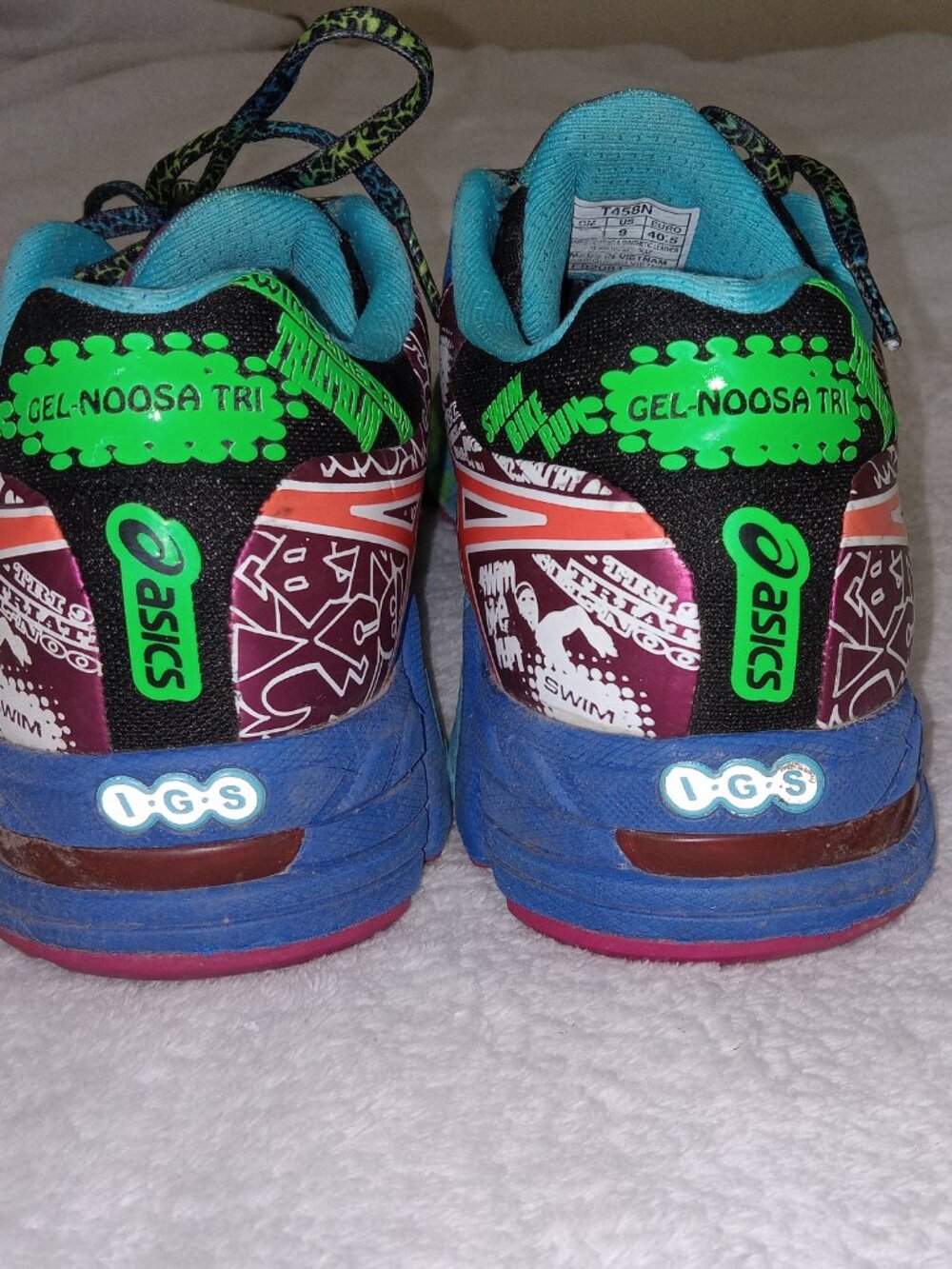 Womens ASICS Gel-Noosa Tri 9 Running Shoes Size 9 Triathlon Black Blue T458N - Picture 8 of 16